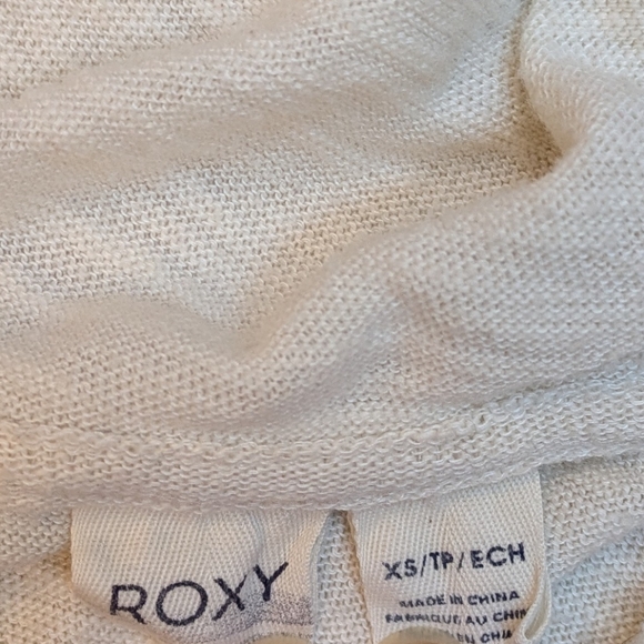 Roxy Slub Knit Hoodie, XS, Lightweight Sweatshirt Pullover, Cream, Pocket, Cozy - Picture 7 of 9